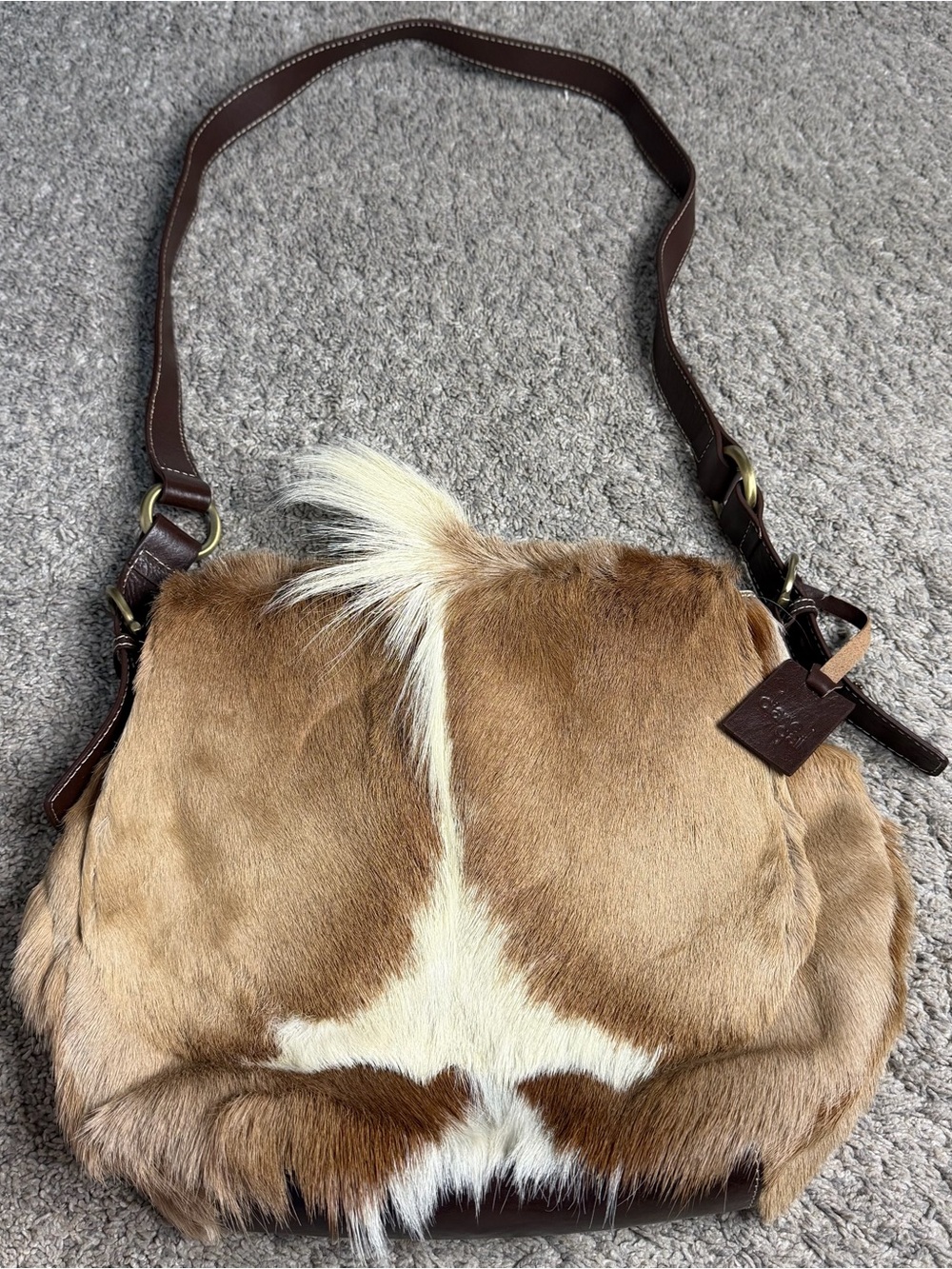Diane Gail South African Springbok Antelope Fur Leather Handbag Purse Bag Brown